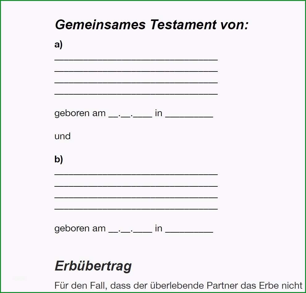 Einzahl Ehegattentestament Testament Handschriftlich