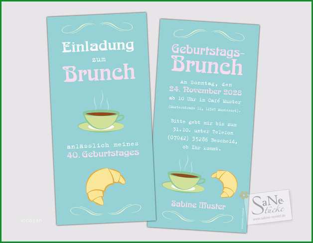 einladungskarte geburtstag brunch