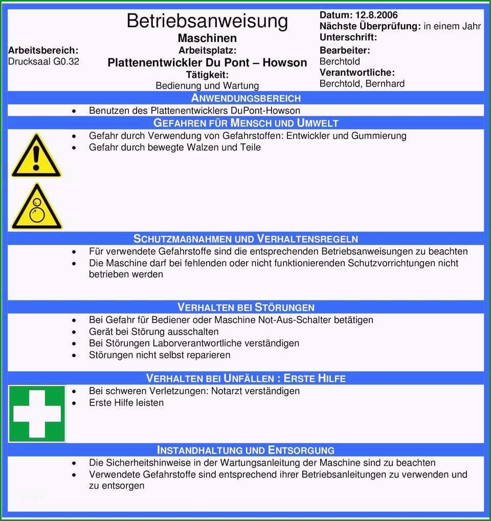 betriebsanweisung gefahrstoffe muster