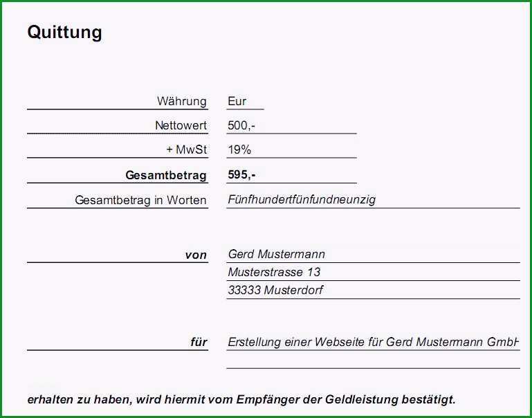 quittung schreiben muster