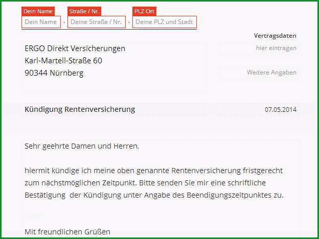 Einzahl Ergo Direkt Rentenversicherung Kündigen Vorlage