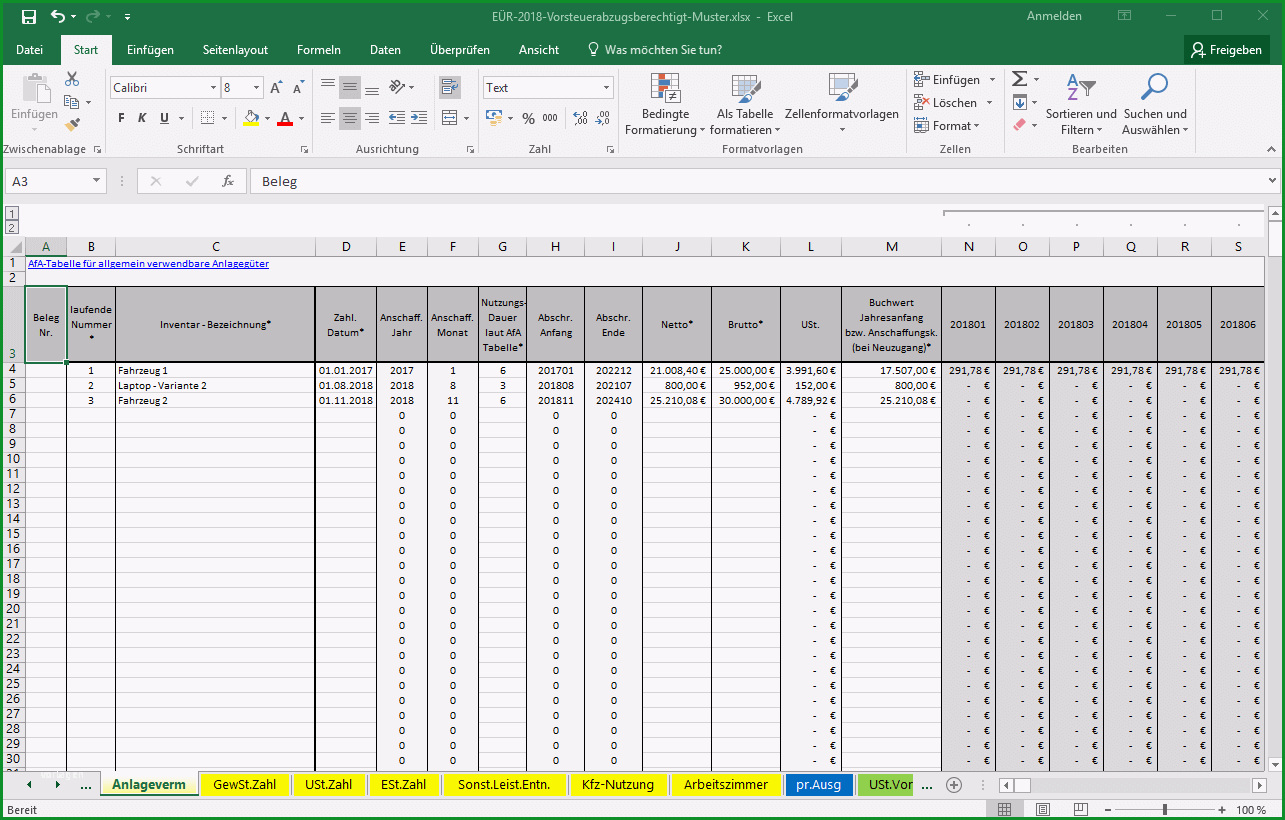 einnahmenueberschussrechnung vorlage excel openoffice