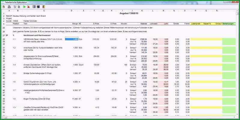 excel vorlagen handwerk kalkulation kostenlos