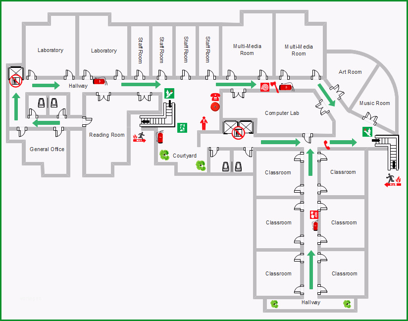 fire escape diagram