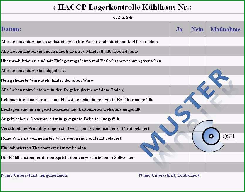 hygieneplan vorlage erstaunlich haccp checklisten fur kuchen haccp excel formular 2