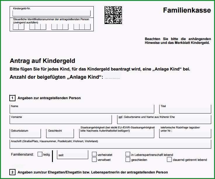 Kindergeldantrag Vorlage PDF Formular