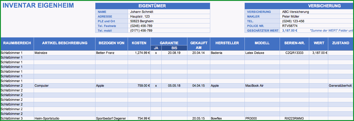 kostenlose excel inventar vorlagen