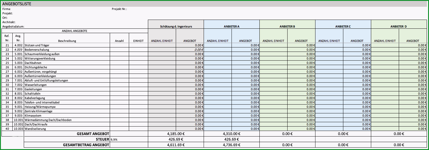 Excel Projektmanagement Vorlagen fuer das Bauwesen