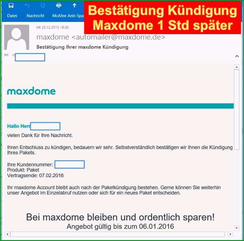 Einzahl Kündigung Maxdome Vorlage Post Und Fax Codedocu De sonstiges