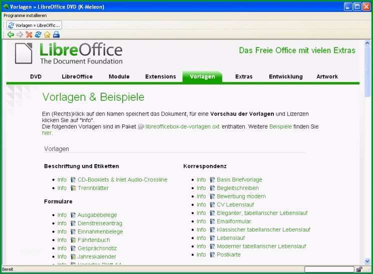 libre office vorlage installieren