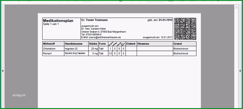 medikamentenplan excel vorlagen