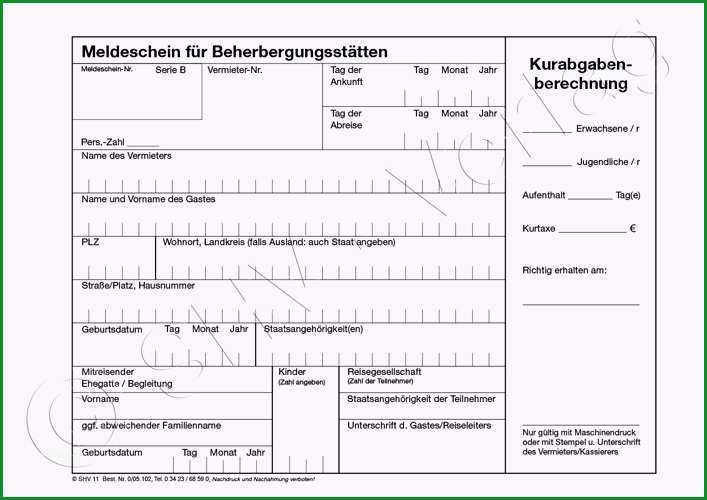 meldeschein fuer beherbergungsstaetten mit kurtaxe alle bundeslaender