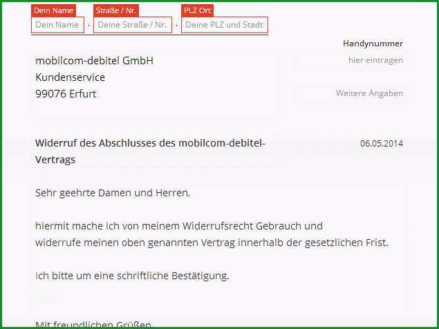 Mobil Debitel Widerruf Vorlage