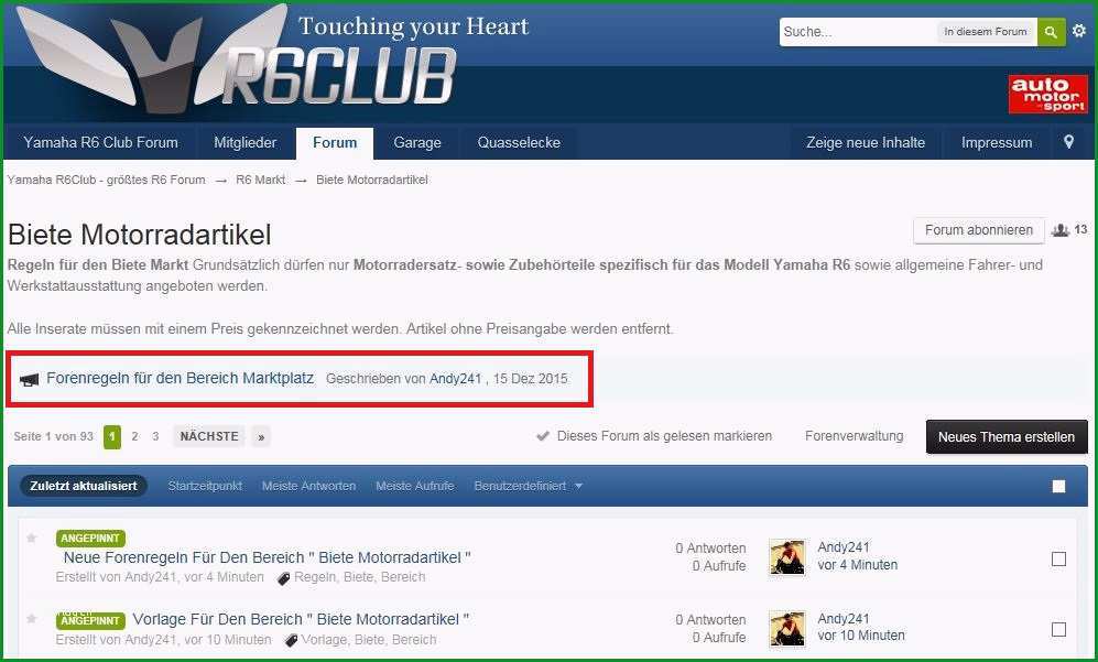 Einzahl Neue forenregeln Für Den Bereich &quot; Biete Motorradartikel