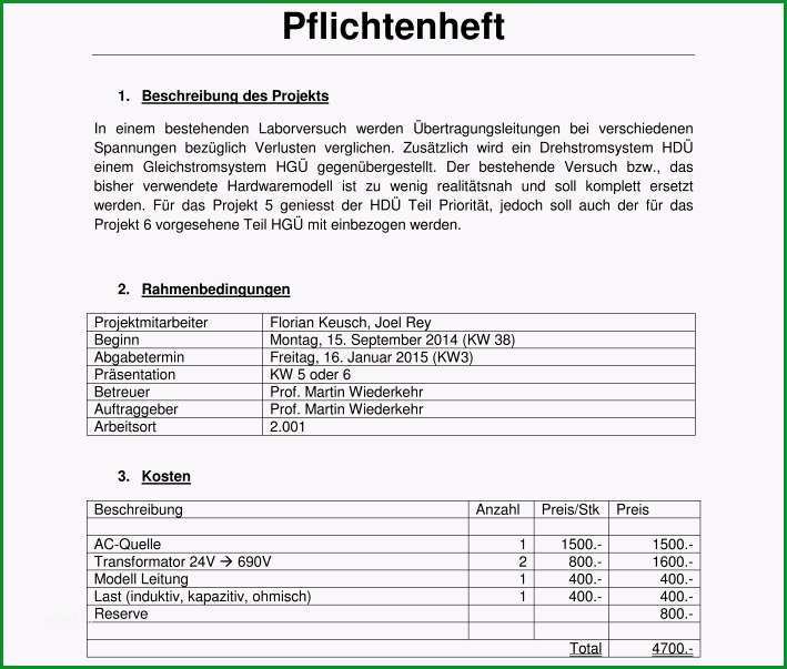 pflichtenheft