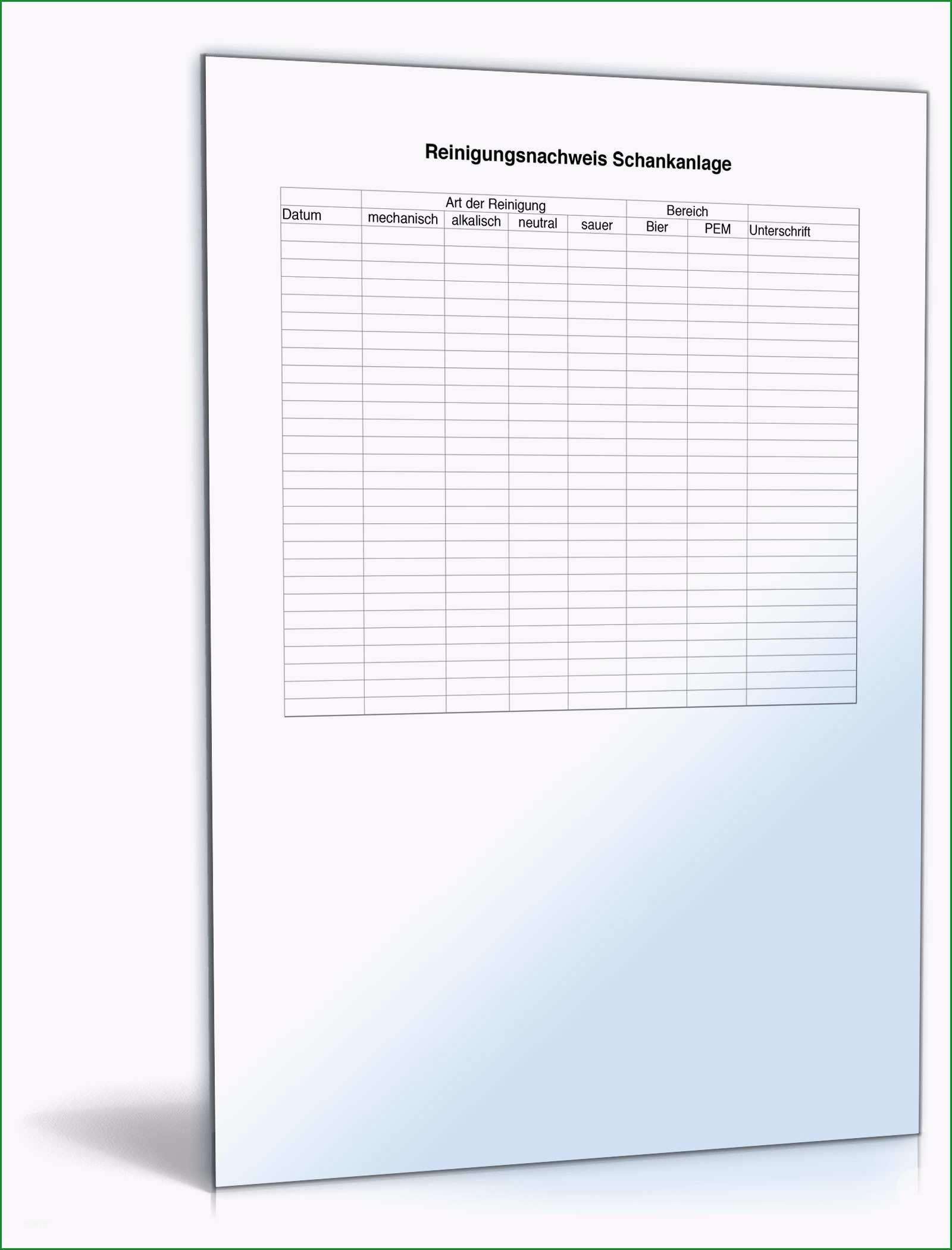 reinigungsnachweis schankanlage