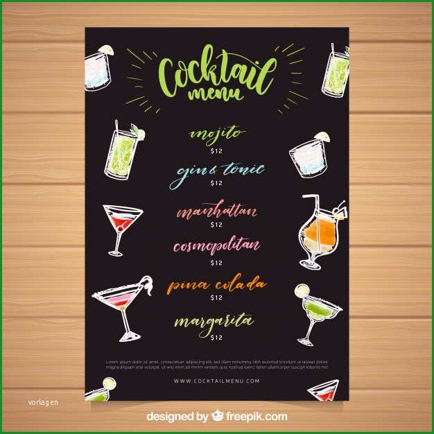 schwarze cocktailkarte vorlage