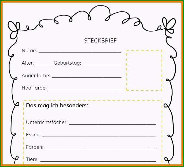 steckbrief tier vorlage steckbrief erzieherin vorlage frisch lustiger steckbrief vorlage
