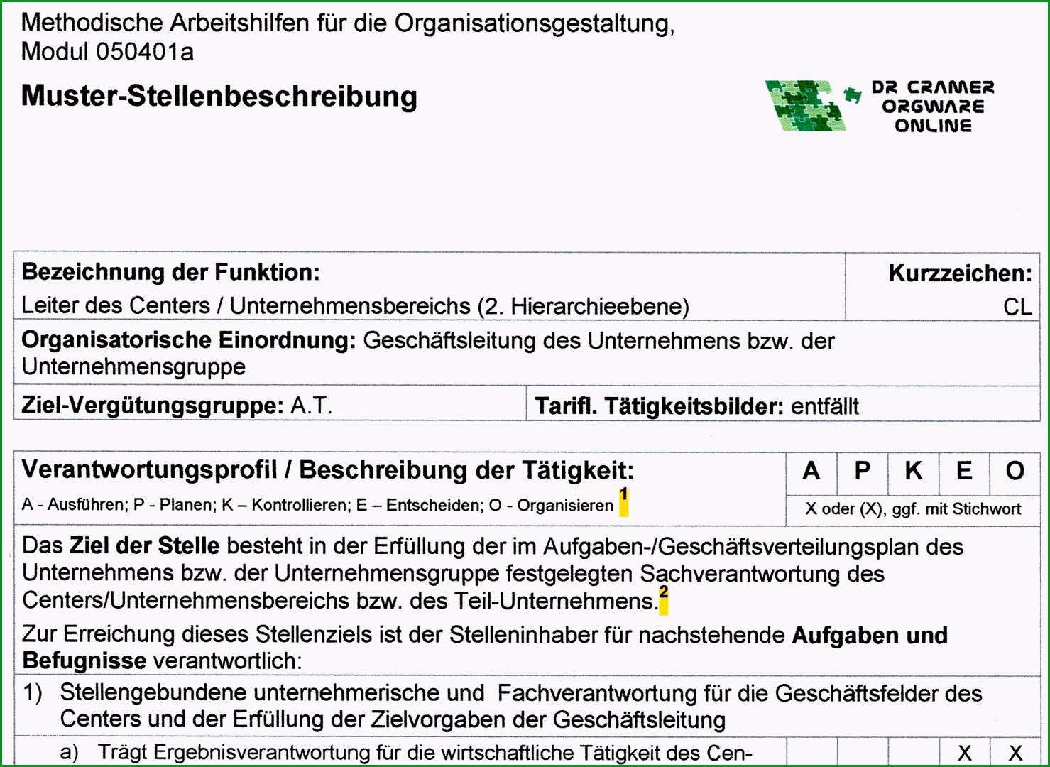 Muster Stellenbeschreibung Fuehrungskraft 2Ebene