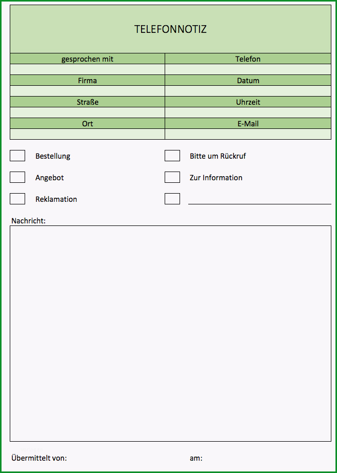 telefonnotiz vorlage pdf