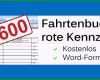 Einzahl Vorlage Fahrtenbuch Für Rote Kennzeichen Word&amp;pdf