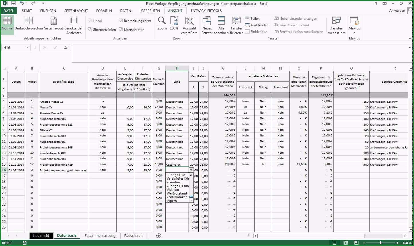 vorlage reisekostenabrechnung excel kostenlos