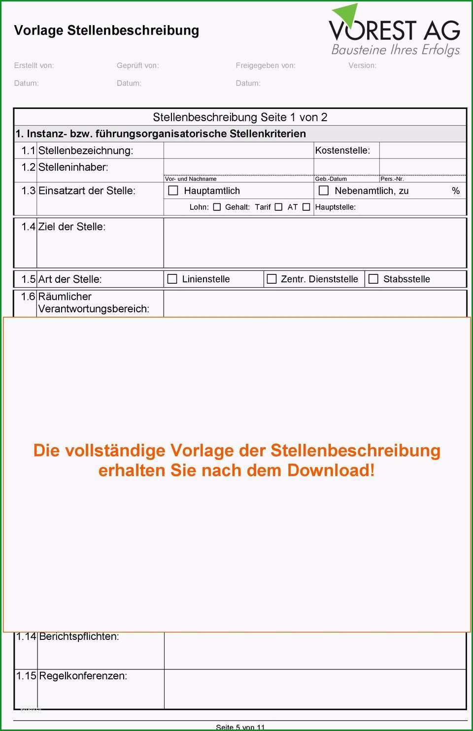 Vorschau pdf vorlage stellen und arbeitsplatzbeschreibung