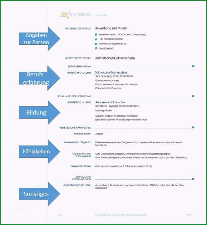 was ist der europass lebenslauf