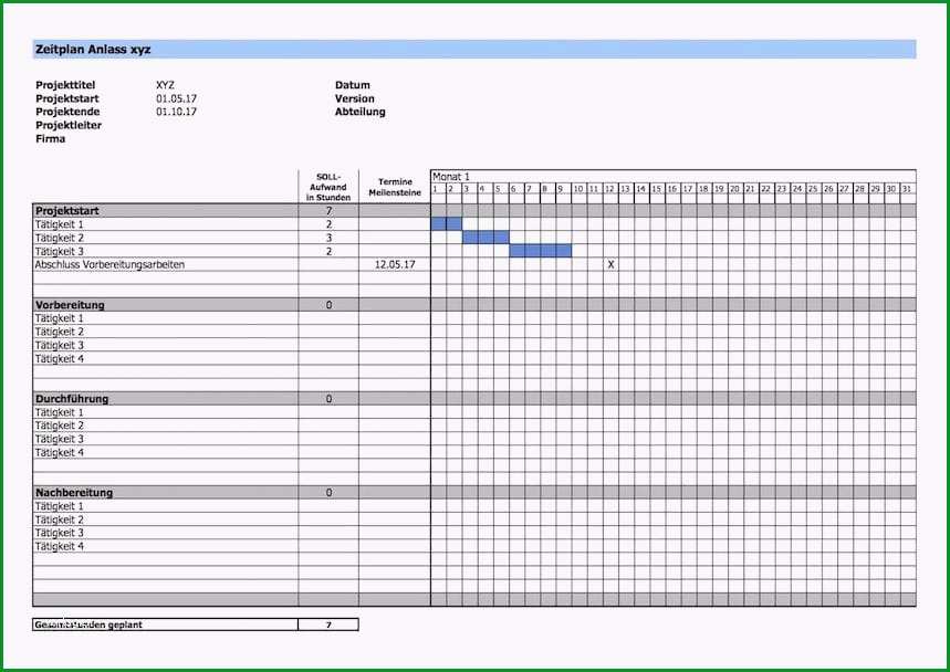 zeitplan vorlage