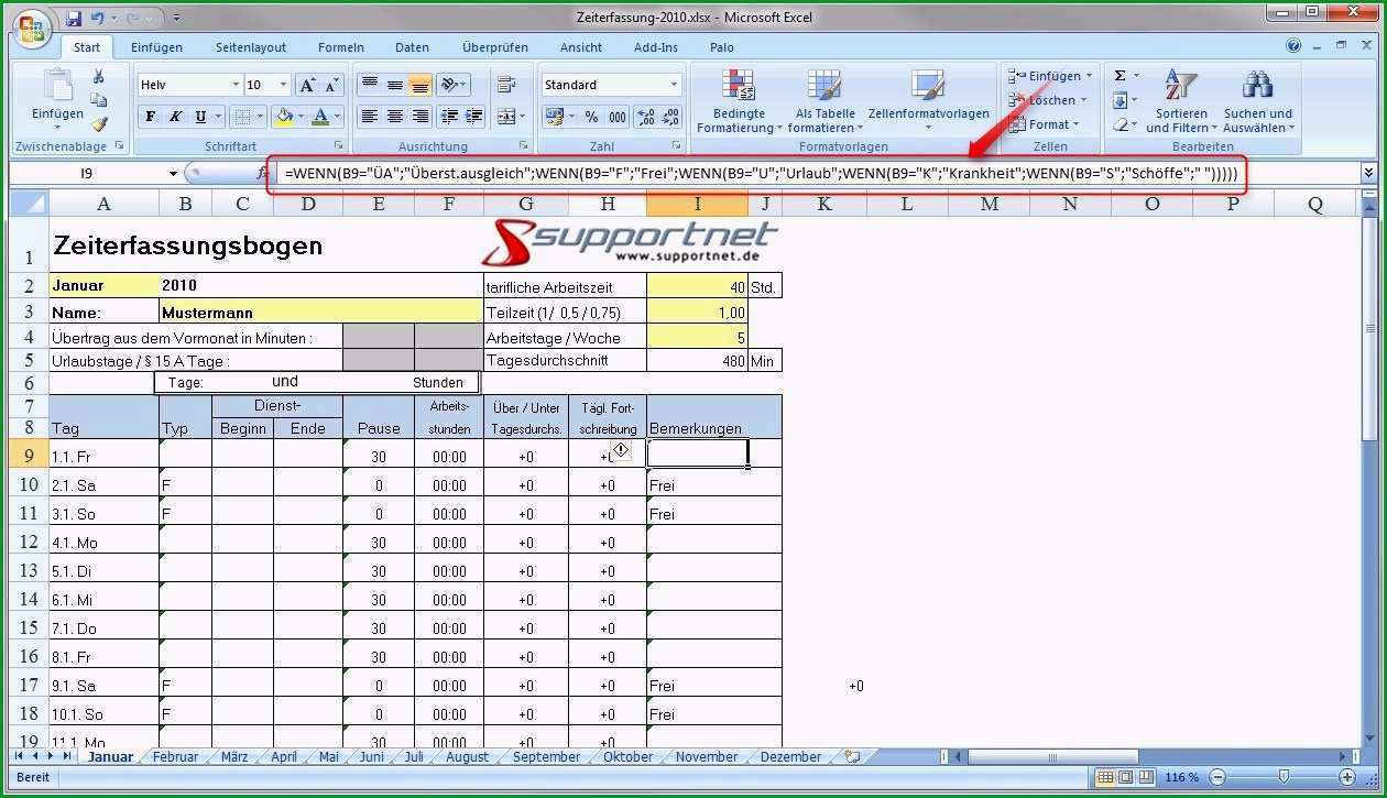 10 arbeitszeit excel vorlage