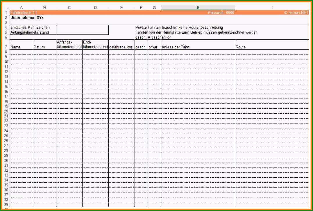 12 fahrtenbuch vorlage pdf kostenlos