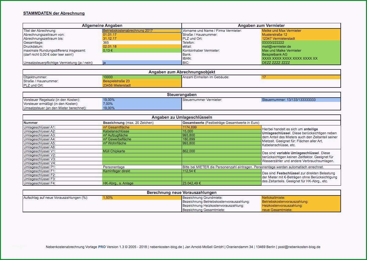 15 betriebskostenabrechnung vorlage kostenlos