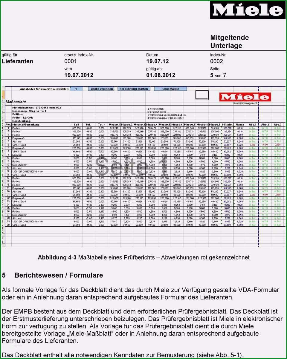 erstmusterprufbericht vda vorlage excel