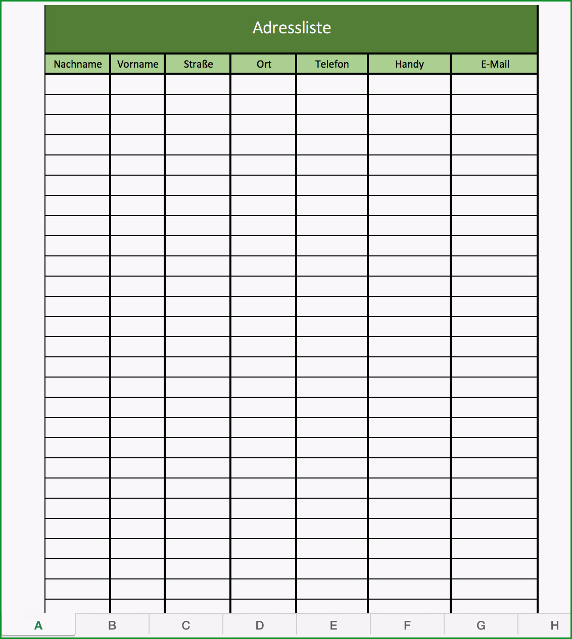 adressenliste und adressbuch als excel vorlage