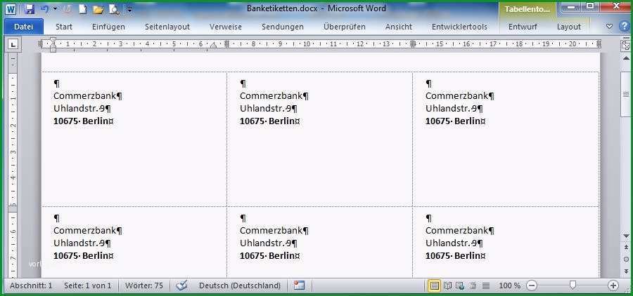 adressetiketten vorlage word