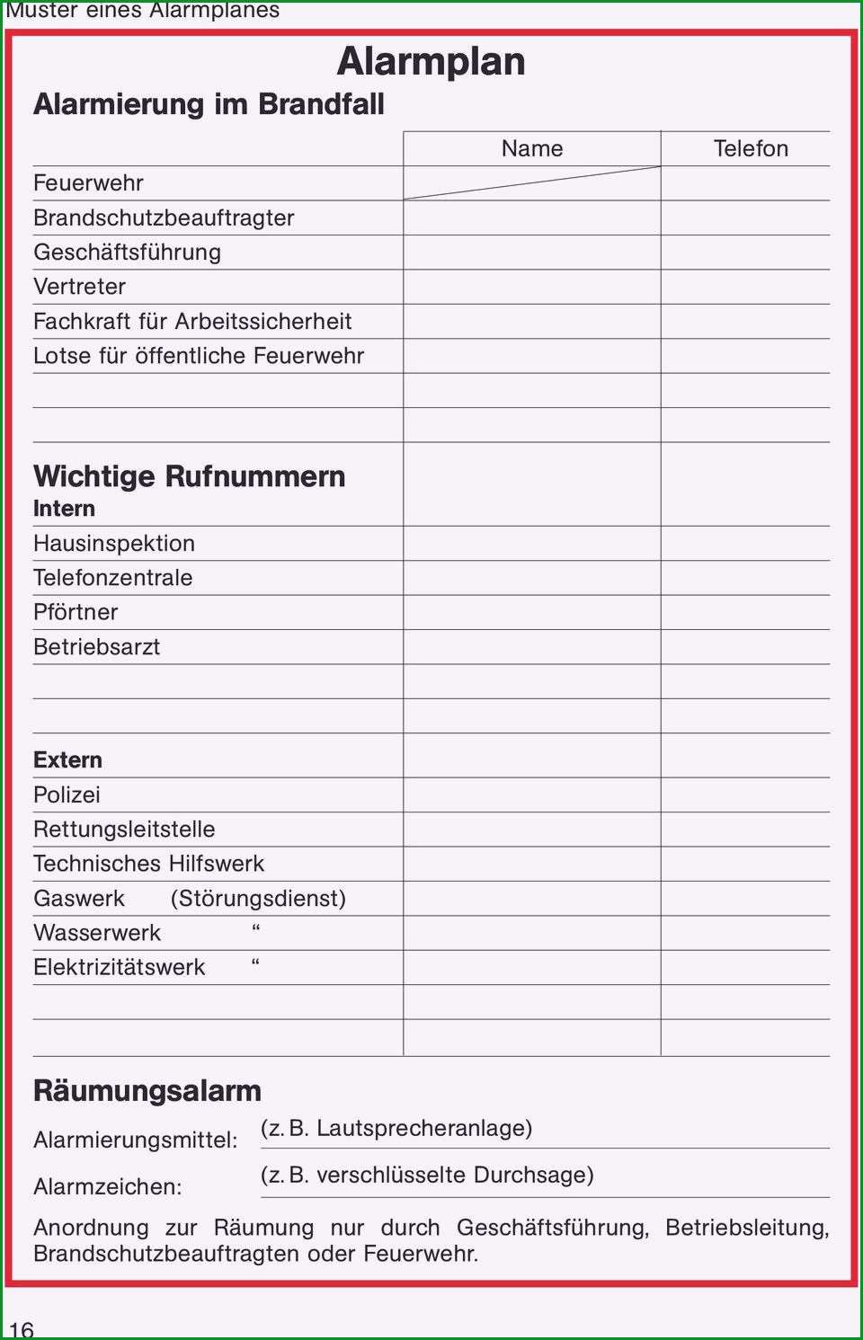 alarmplan vorlage