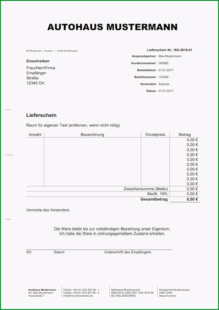 Lieferschein Vorlage Word: 16 Optionen 2019 1