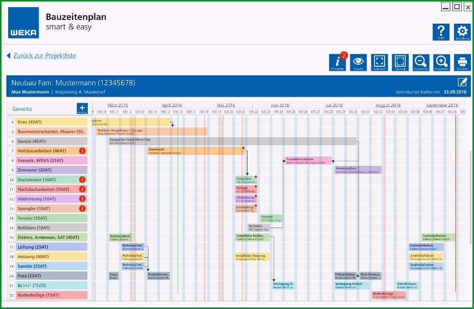 bauzeitenplan smart easy