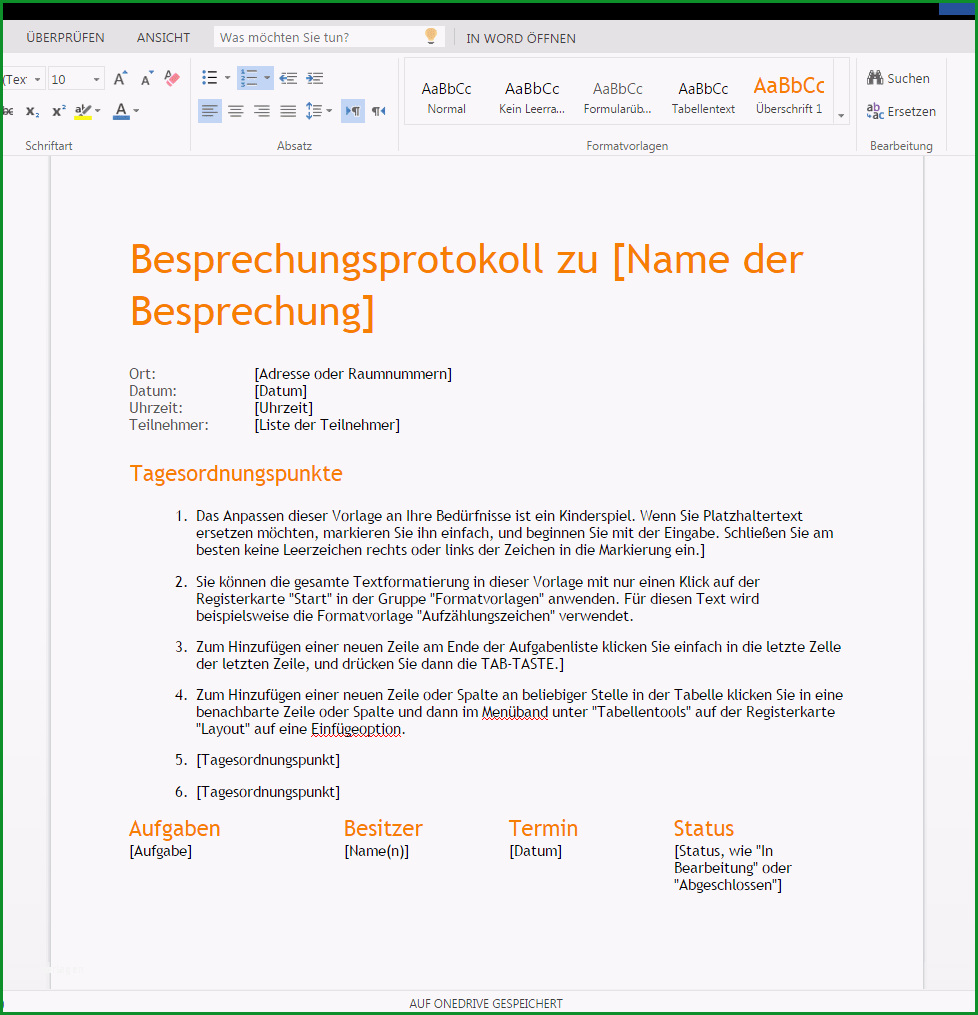 besprechungsprotokoll vorlage word 2010