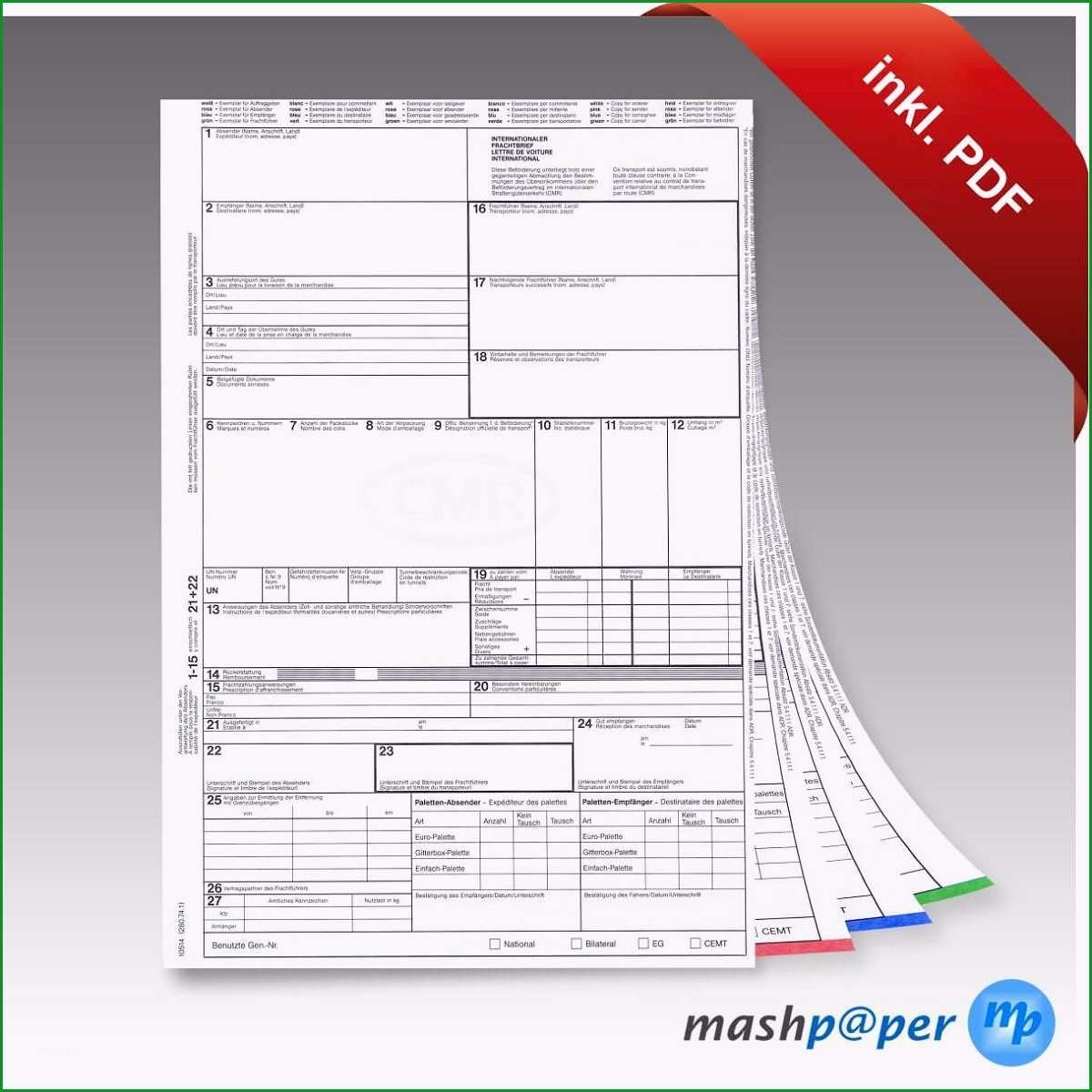 CMR Frachtbrief fuer Laserdrucker