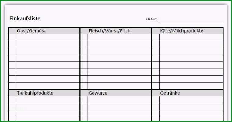 einkaufsliste vorlage