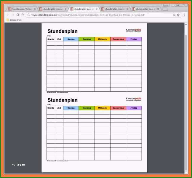 excel stundenplan vorlage