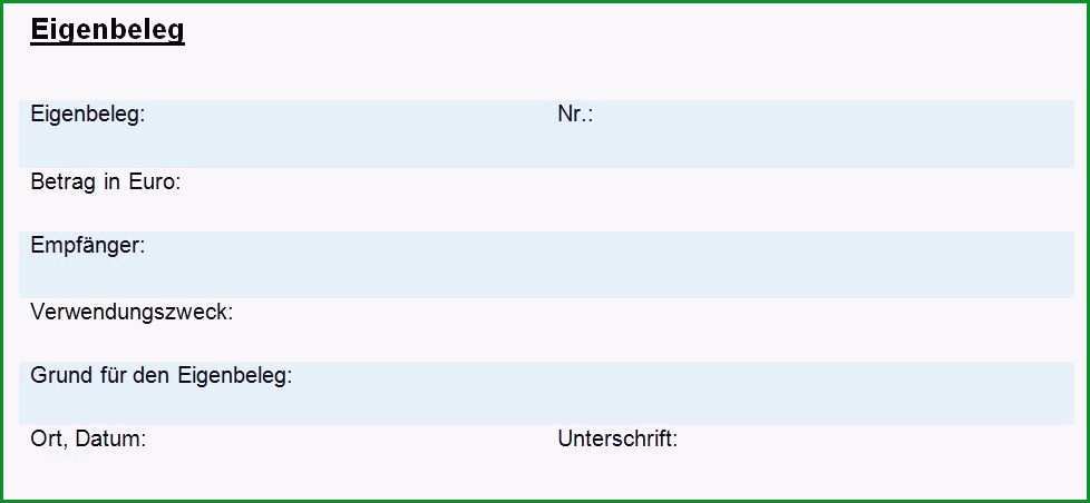 eigenbeleg vorlage excel