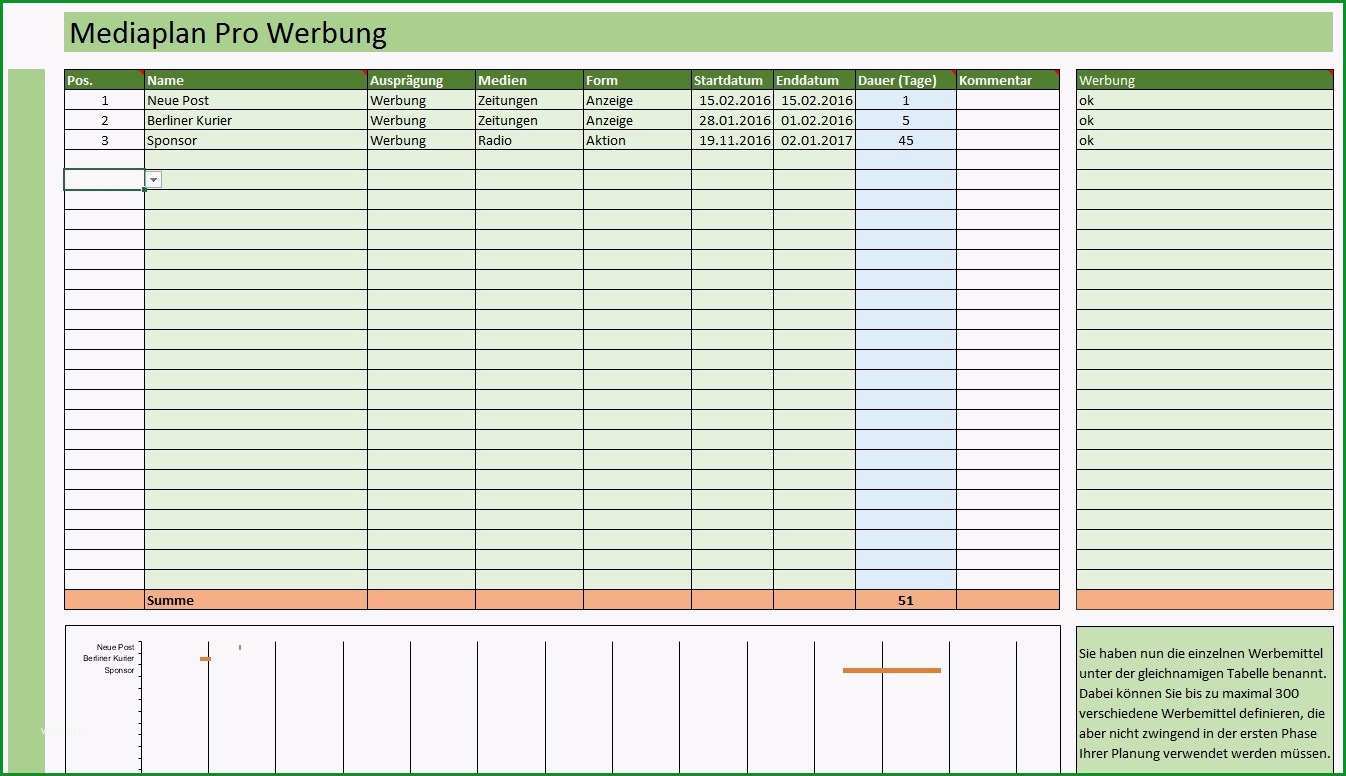 mediaplan pro excel 2015