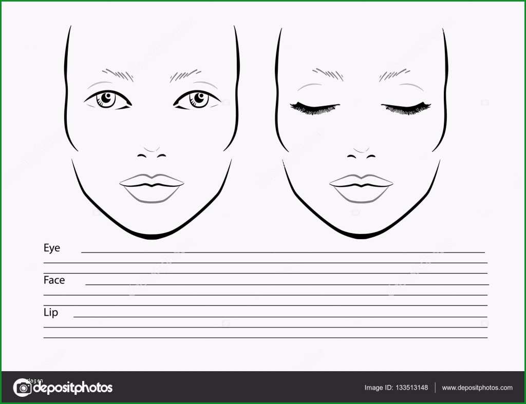 stock illustration face chart makeup artist blank