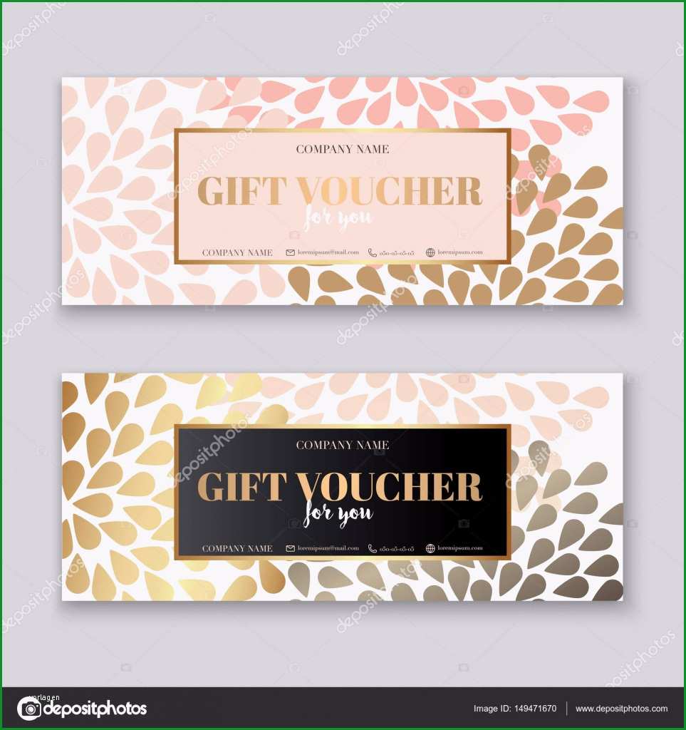 stock illustration voucher template with gold t