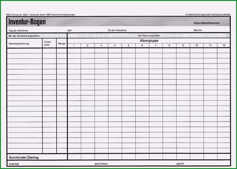 inventur excel vorlage kostenlos wunderbar inventurbogen lebensmittel