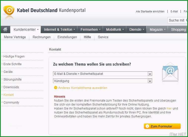 kabel deutschland sicherheitspaket kuendigen so gehts