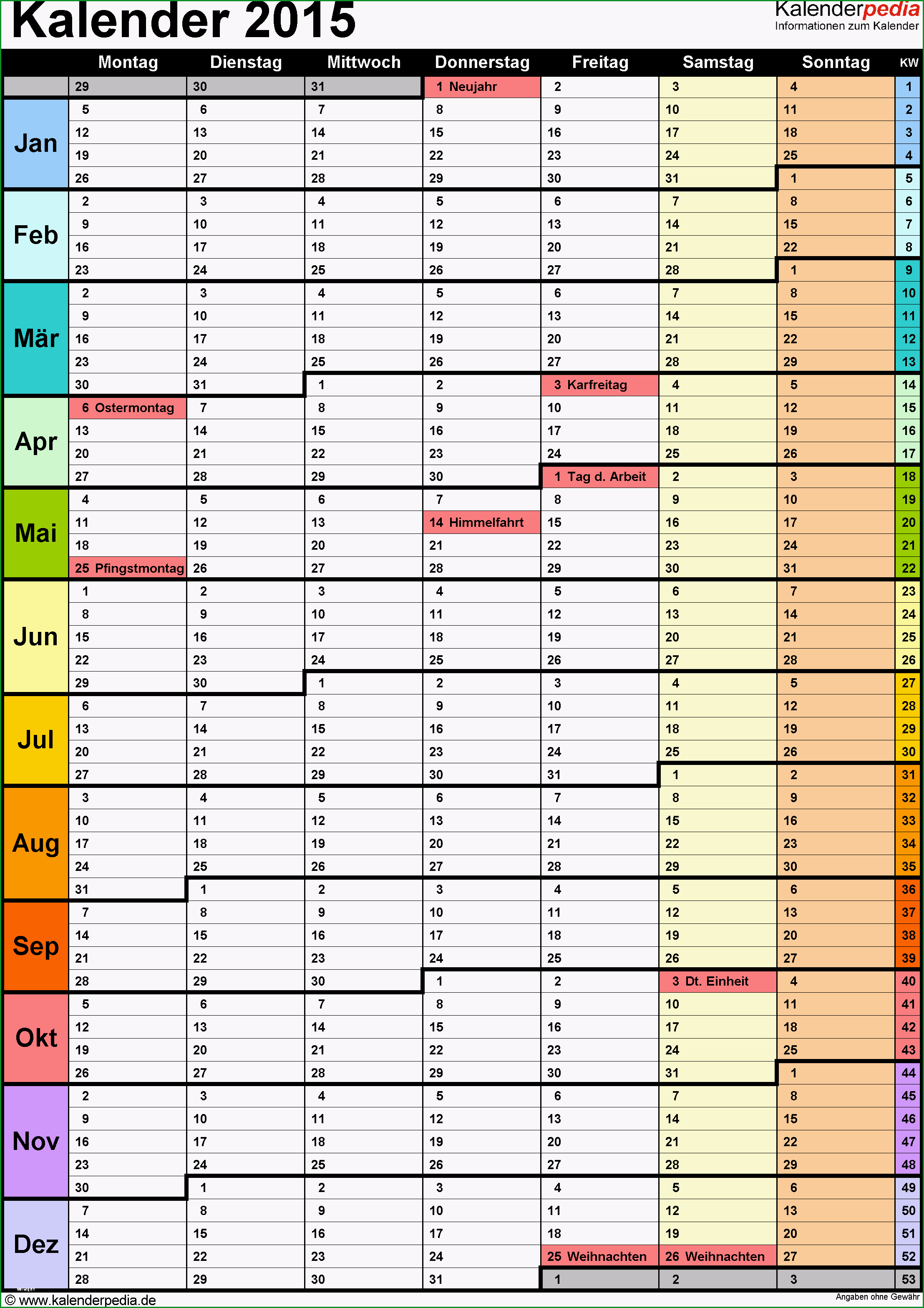 kalender 2015 excel vorlagen