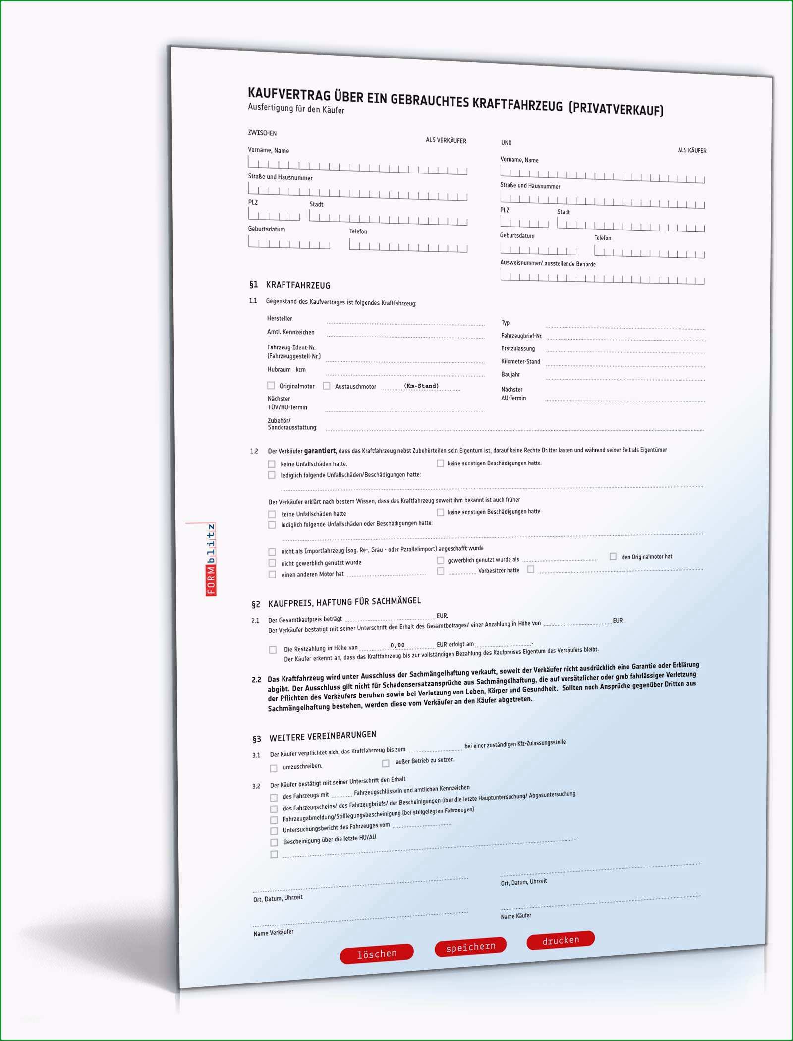 kaufvertrag kfz privat